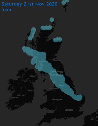 A rough sketch of the ECMWF model output for Saturday 21st November 2020.